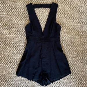 Finder's Keepers Black Low Cut, Backless Romper